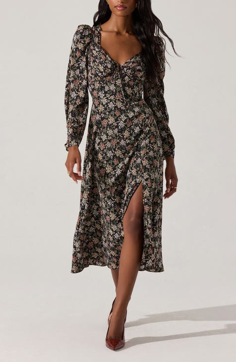 Vestido floral de manga larga abullonada