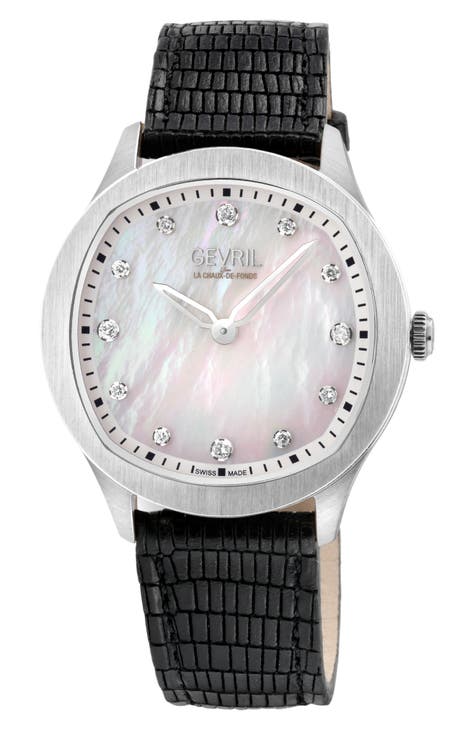 Reloj suizo Morcote con correa de piel y diamantes, 36mm - 0.009ct.