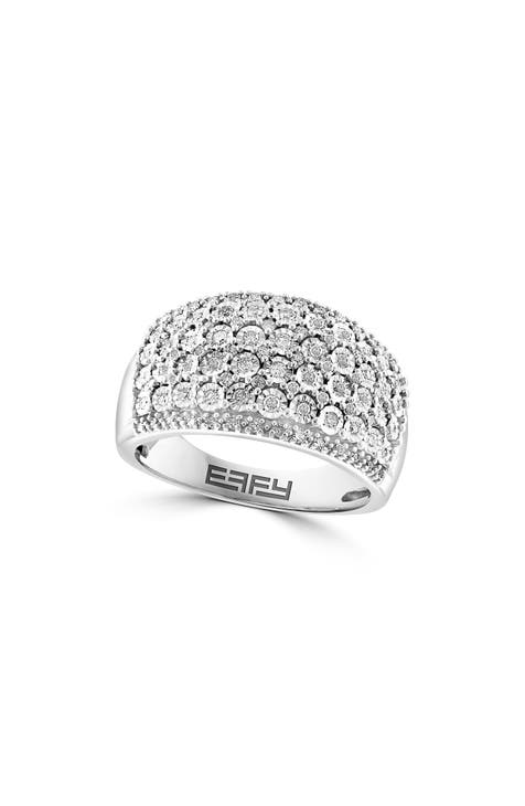 Anillo de diamantes de plata de ley - 0,49ct.