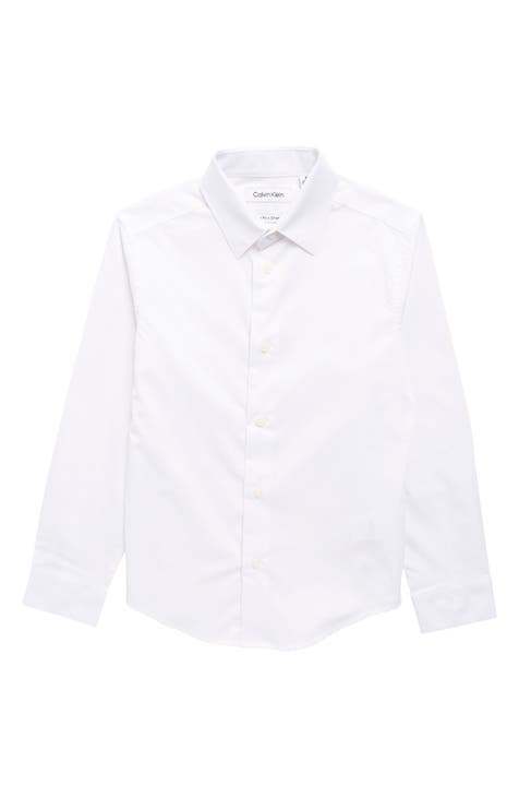 Camisa lisa de manga larga y slim fit para niños (niño grande)