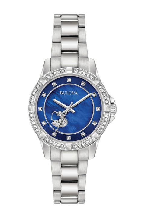 Reloj de pulsera analógico de cuarzo y cristal para mujer, 30 mm