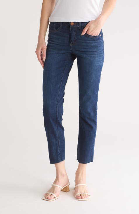 Vaqueros rectos ajustados con dobladillo sin rematar (índigo)