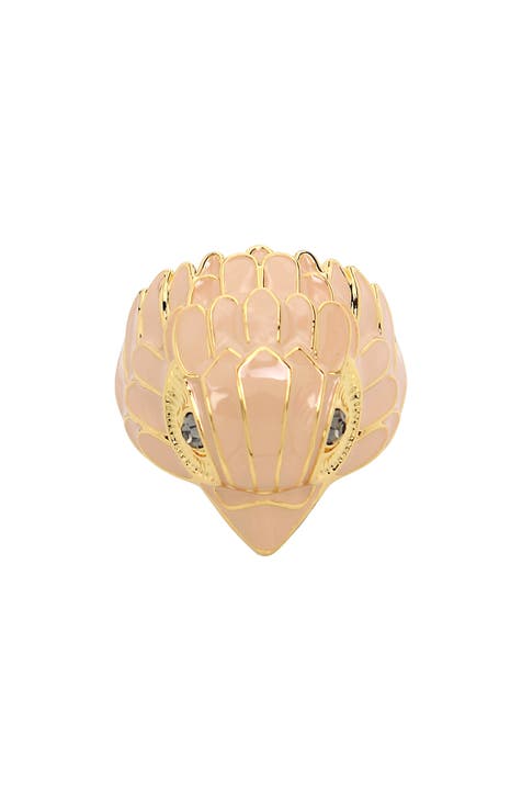 Anillo con cabeza de águila esmaltada