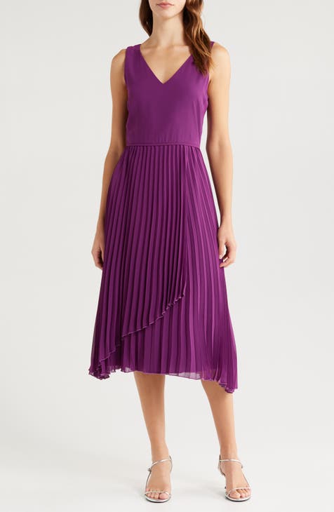 Vestido midi cruzado de imitación plisado