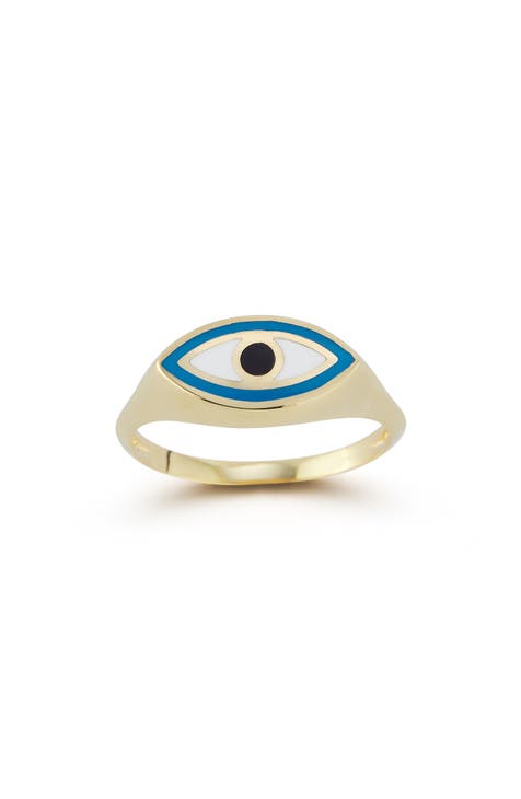 Anillo Mal de Ojo de Oro de 14K - Talla 7