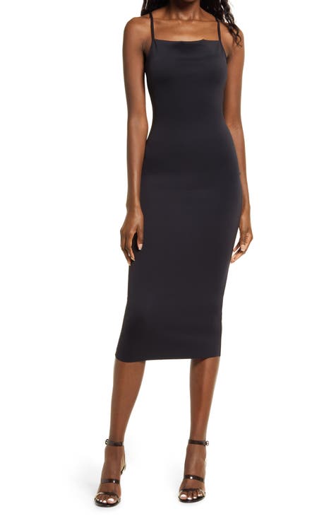 Vestido midi de neopreno con espagueti (talla grande)