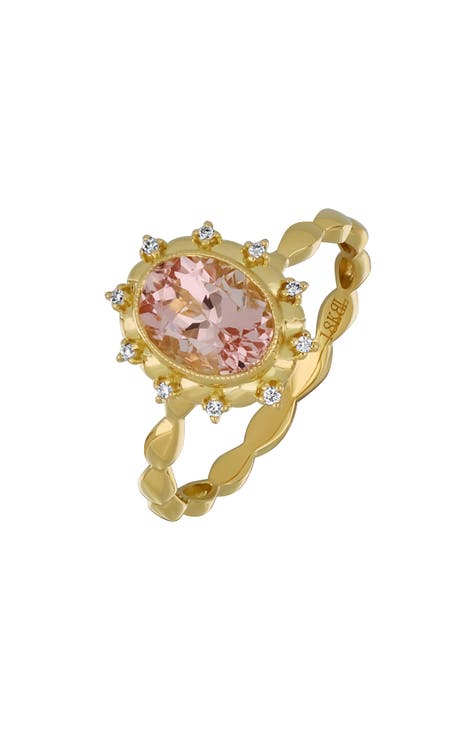 Anillo de cuentas de oro de 18 quilates con Morganita y Diamantes (Exclusivo Nordstrom)
