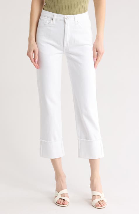 Vaqueros Logan Fray Cuff Stovepipe (Blanco nieve)