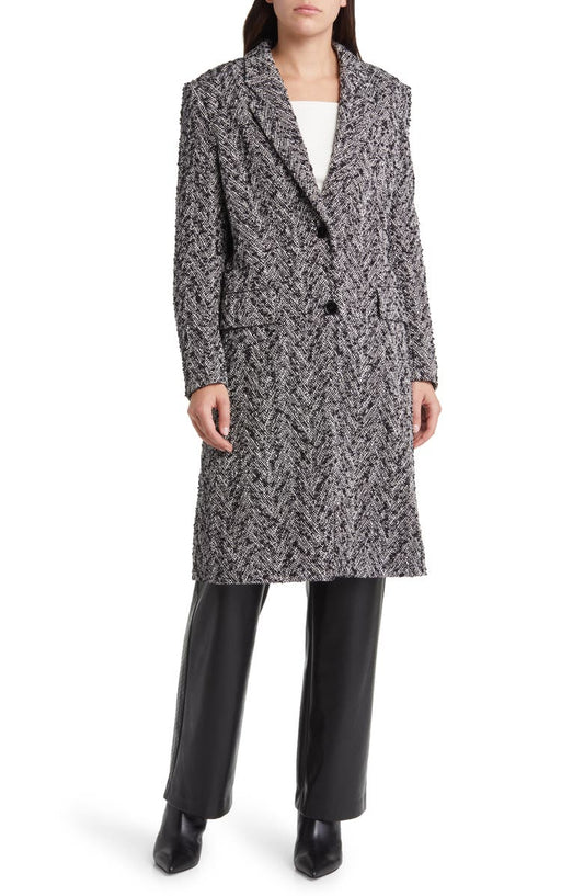 Catara Chevron Tweed Coat