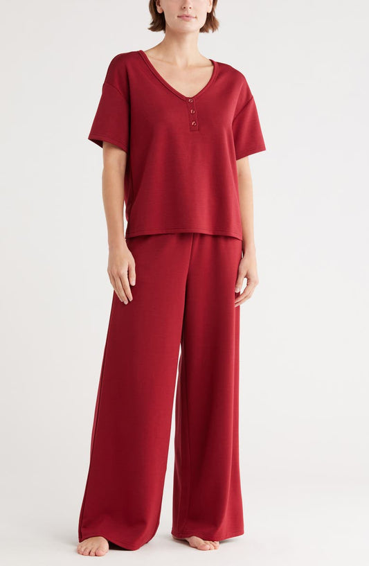 Scuba Knit Henley & Pants Lounge Set