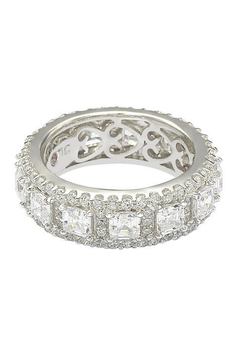 Anillo de plata de ley con circonita blanca corte Asscher