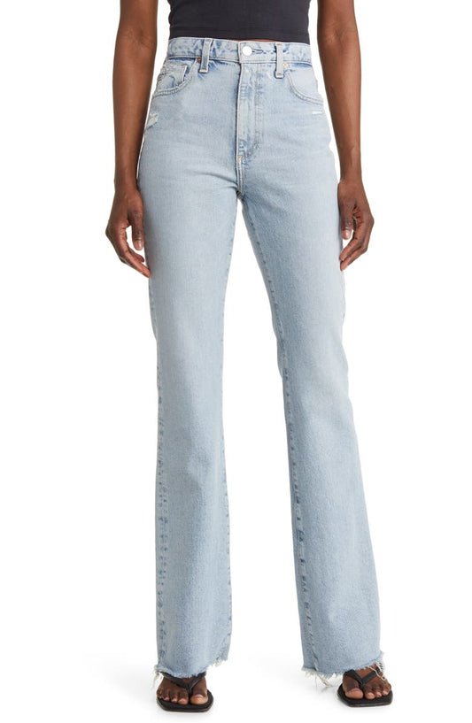 Alexxis Raw Hem High Waist Bootcut Jeans