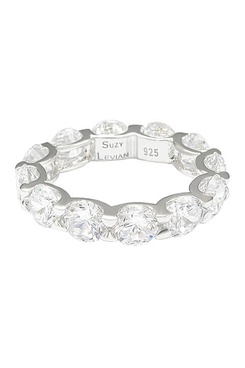 Anillo Eternidad CZ Plata de Ley Corte Redondo