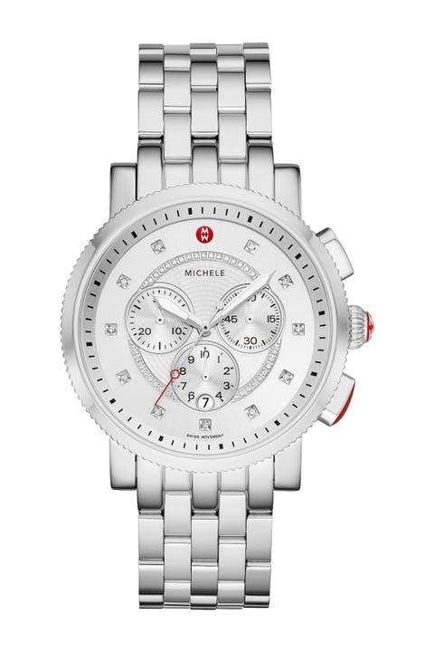 Reloj deportivo de pulsera con diamantes para mujer, 42 mm - 0,13 ctw
