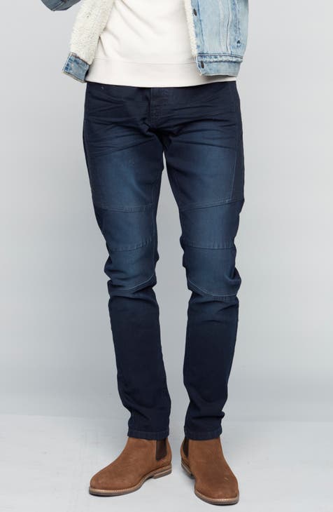 Jeans Slim Leg Moto Stitch (Azul oscuro)