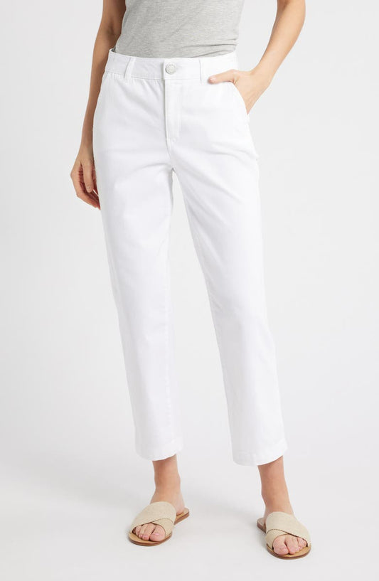 Skyrise Slim Straight Leg Twill Pants