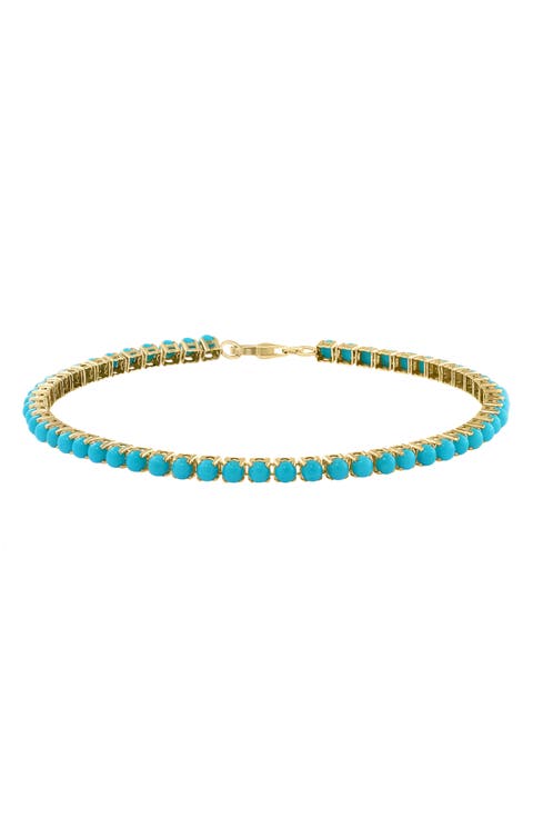 14K Yellow Gold Turquoise Tennis Bracelet