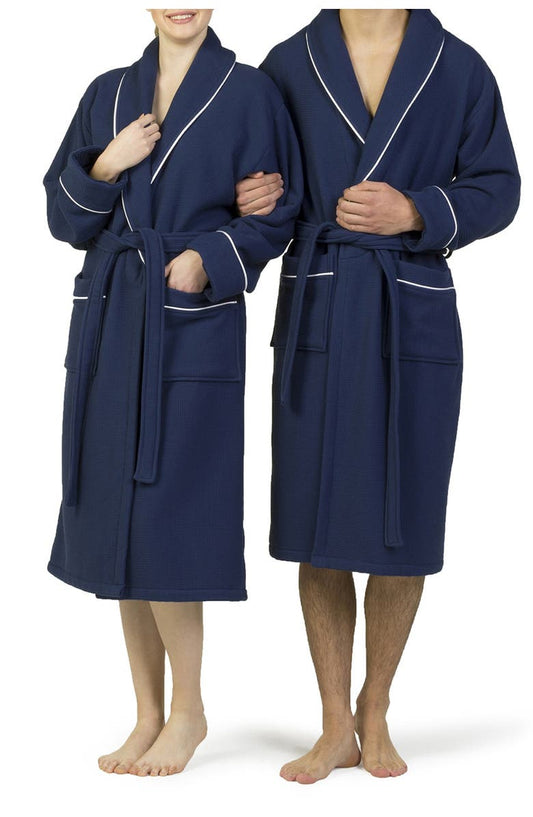 Hotel Collection Satin Piped Trim Waffle Terry Bathrobe