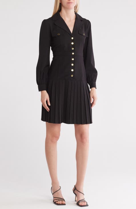 Vestido camisero de manga larga con botones en la parte delantera