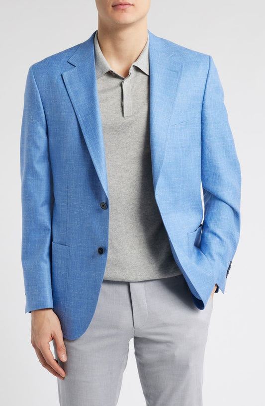 Hyperlight Soft Light Blue Slub Wool & Silk Blend Sport Coat (Regular & Big)