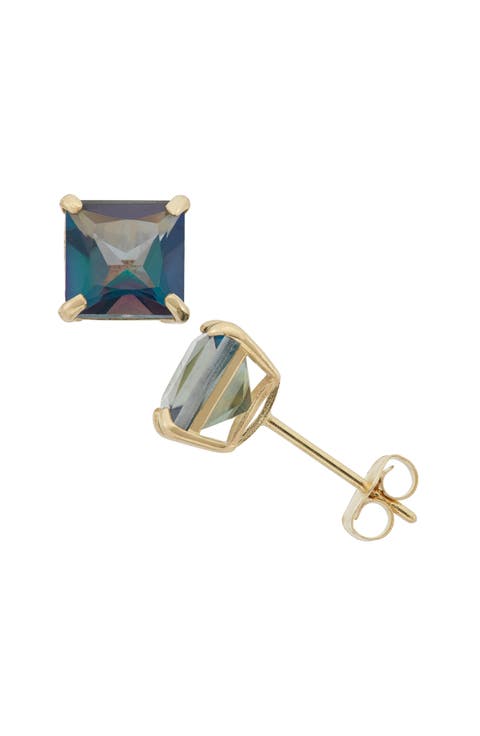 10K Gold Mystic Topaz Solitaire Stud Earrings