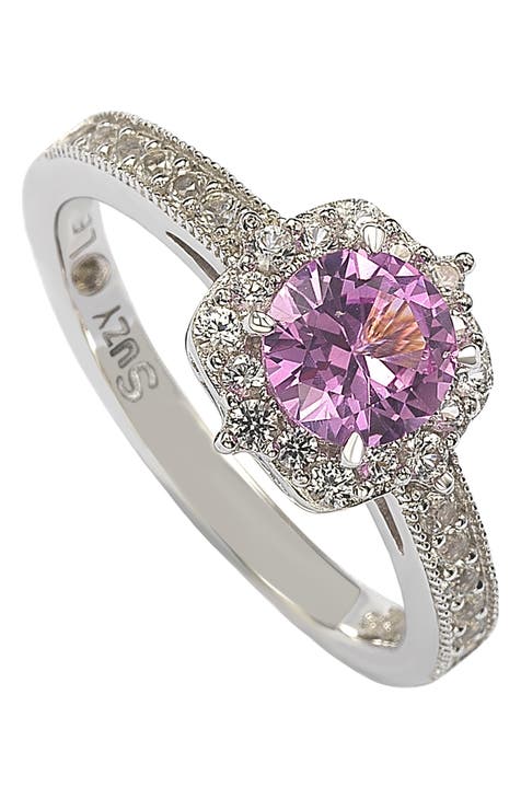 Anillo Halo de Zafiro Rosa y Diamante