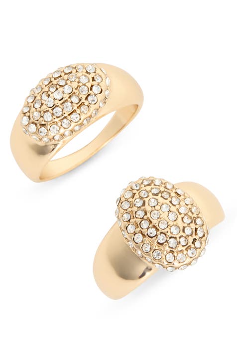 Paquete de 2 anillos pavé de cristal