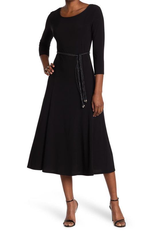Waist Belt Midi Dress