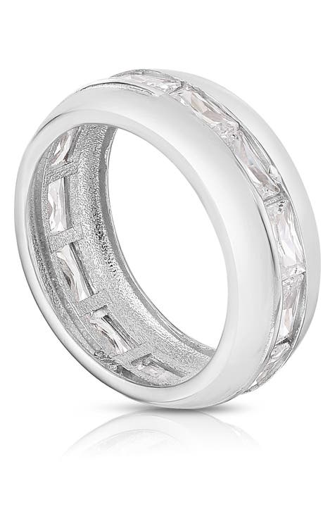 Anillo CZ Baguette de Plata de Ley