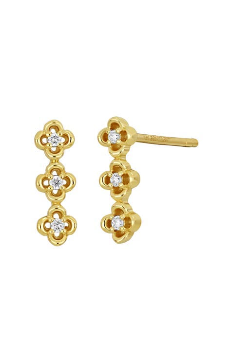 Mykonos 18K Yellow Gold Diamond Quatrefoil Stud Earrings