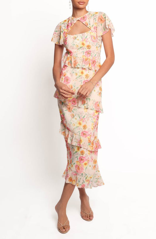 Leila Peony Flutter Sleeve Cocktail Dress