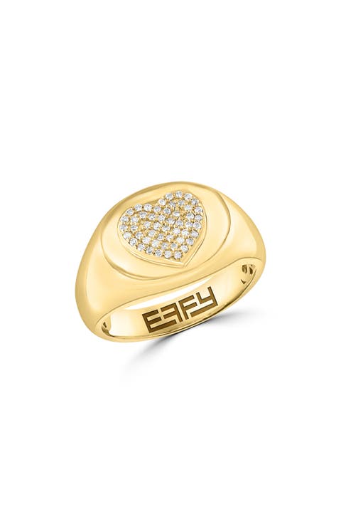 Diamond Heart Signet Ring