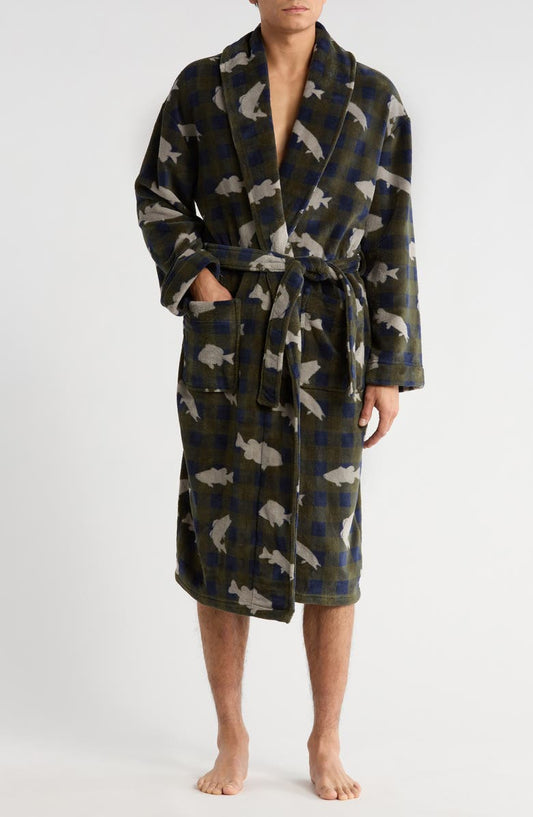 Buffalo Check Plush Shawl Robe