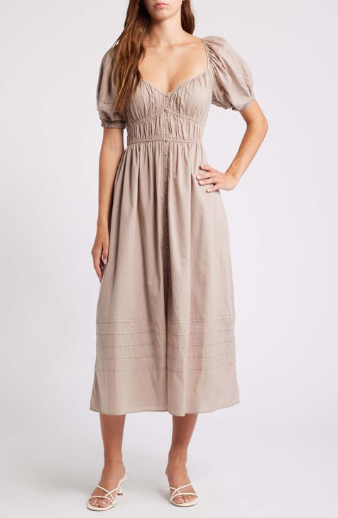 Vestido de algodón con detalle plisado