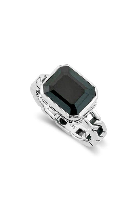 Anillo de cadena de espinela negra