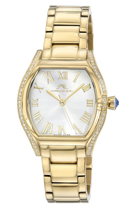 Reloj de pulsera de acero inoxidable Celine Crystal Paveé para mujer, 33,5 mm