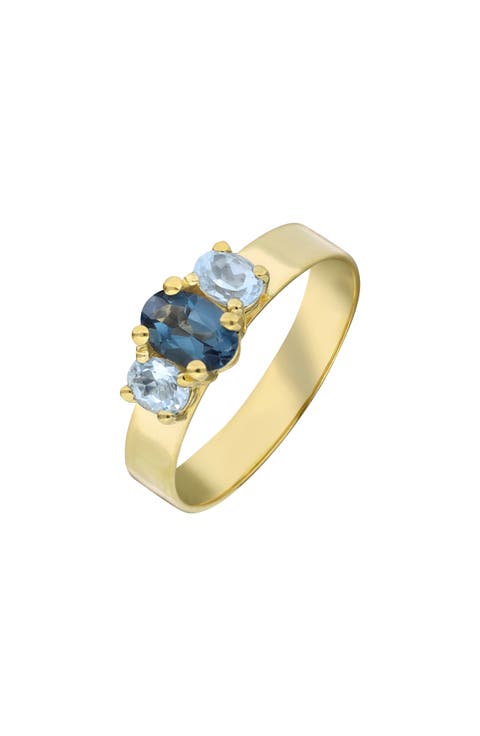 14K Gold Blue Topaz Ring