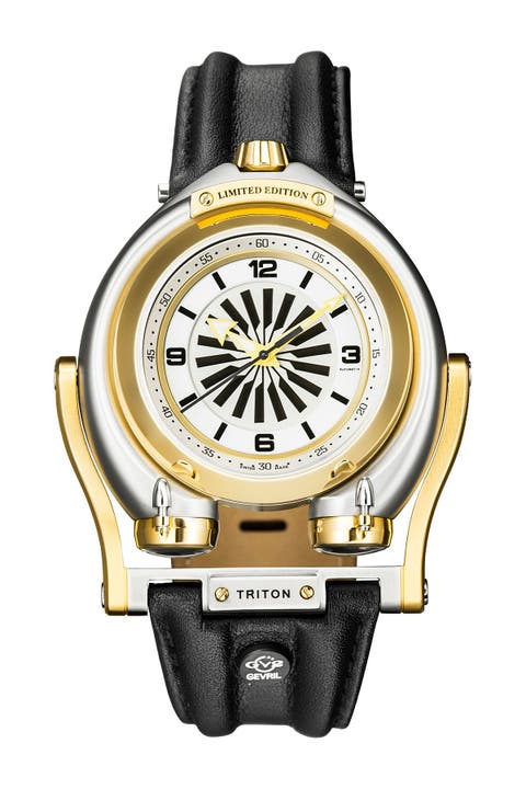 Reloj Triton con correa de piel, 49 mm