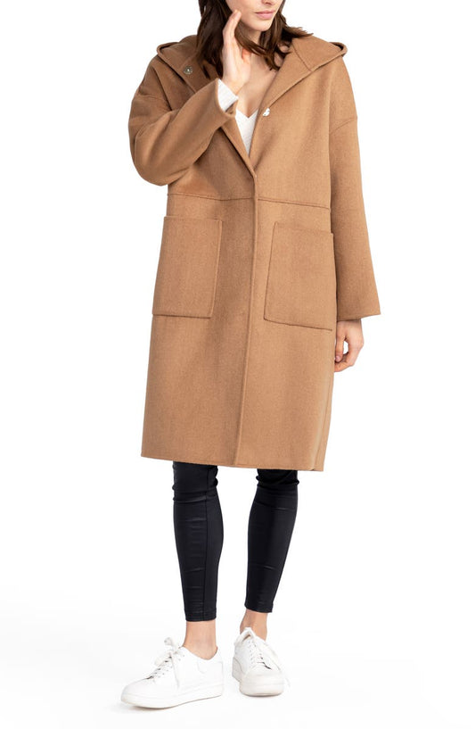 Sunday Morning Hooded Wool Blend Coat