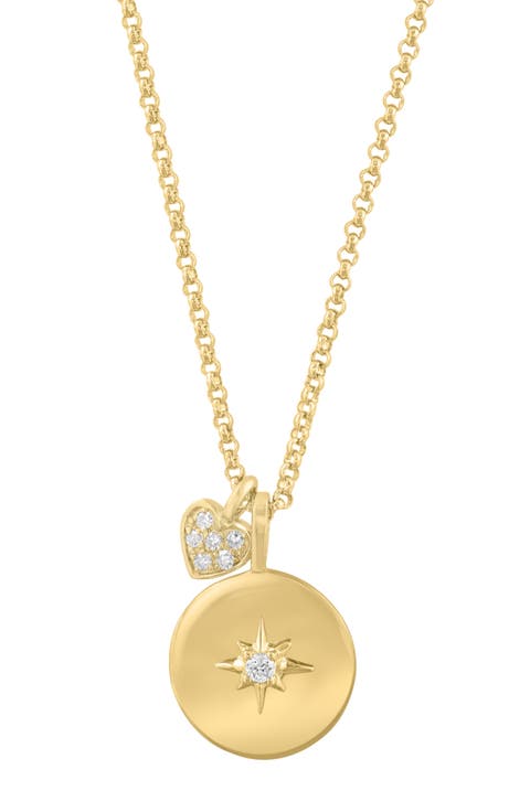 14K Gold Diamond Sunburst Pendant Necklace