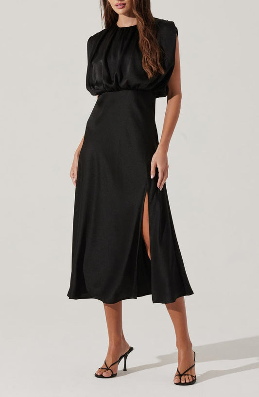 Cap Sleeve Satin Dress
