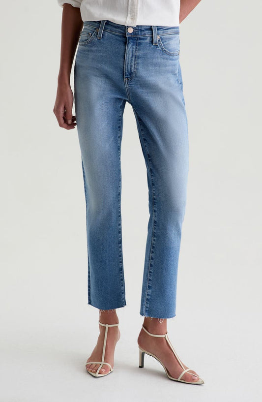 Mari Raw Hem Slim Straight Leg Crop Jeans