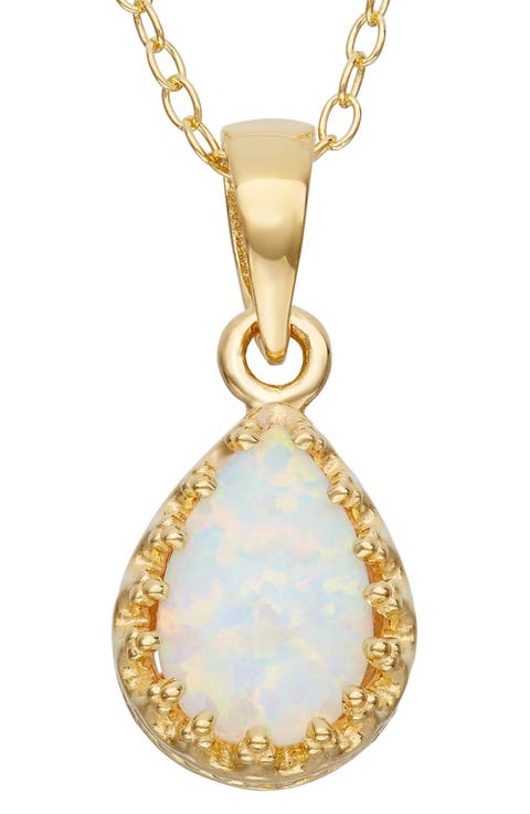 Sterling Silver Teardrop Lab Grown Gemstone Pendant Necklace