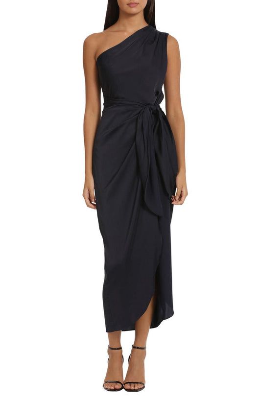 Draped Skirt One-Shoulder Dress