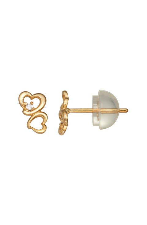 Diamond Heart Stud Earrings