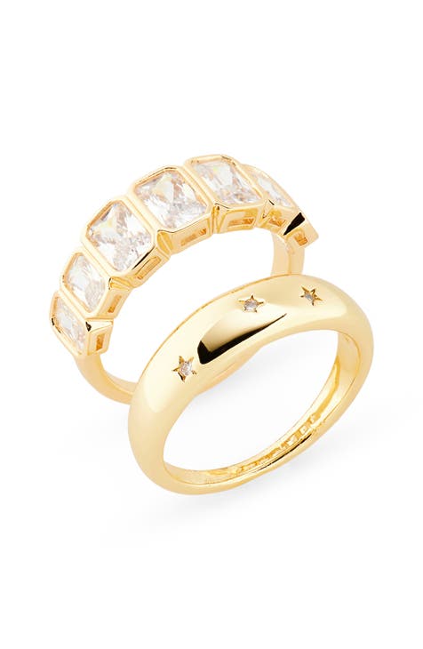 Juego de 2 anillos de circonita cúbica