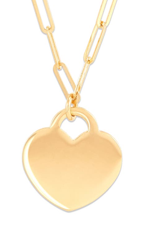 Paper Clip Chain & Heart Pendant Necklace