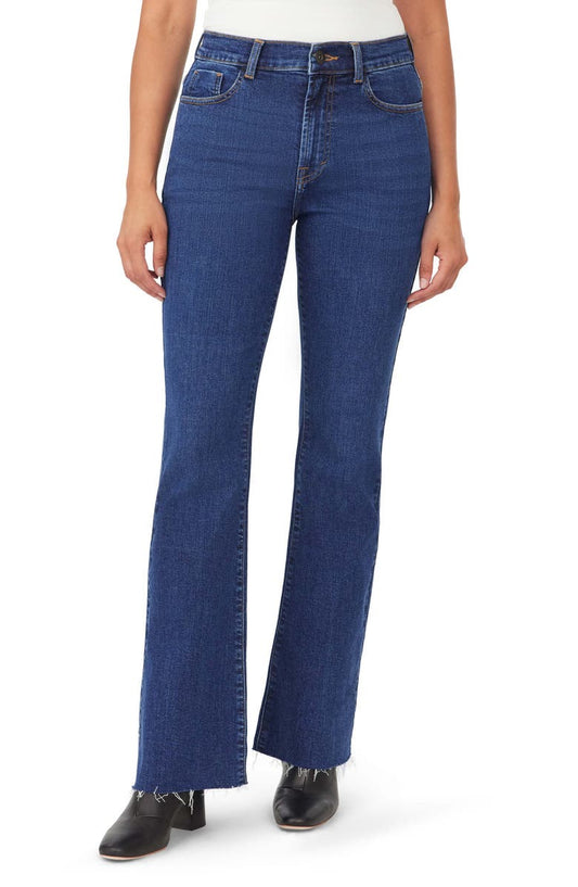 Savannah High Waist Raw Hem Flare Leg Jeans