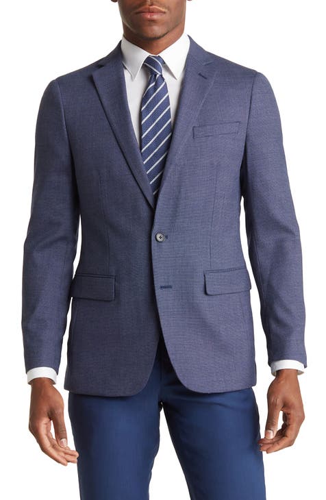 Chaqueta de traje elástica estilo ojo de perdiz azul marino