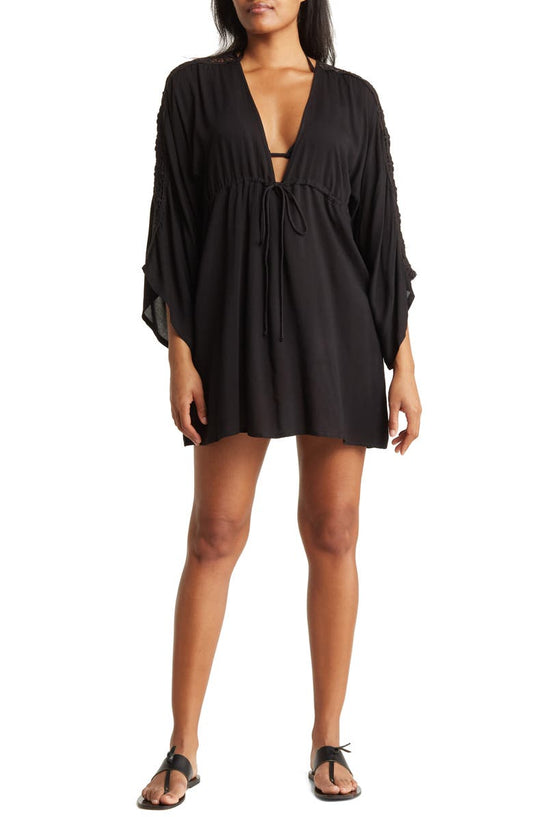 Lace Trim Cover-Up Tunic Top